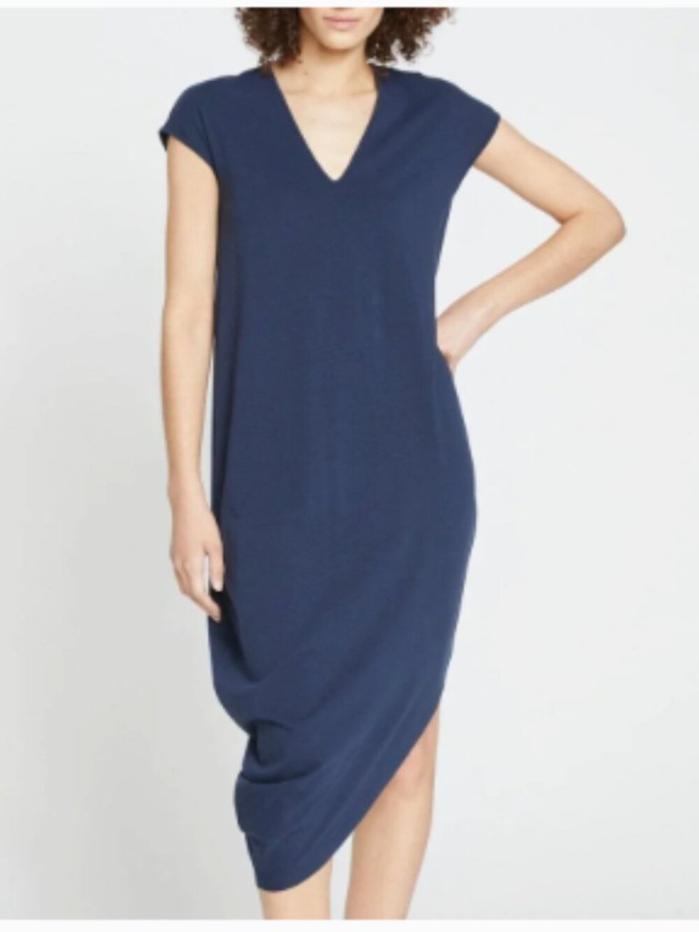 Universal Standard Geneva V Neck Pima Cotton Dress Midnight Navy Blue M 18/20